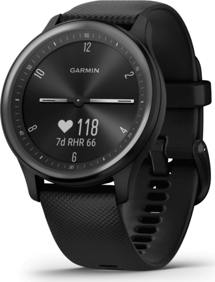 Garmin vívomove Sport fekete szilikon szíjjal szürke órakerettel