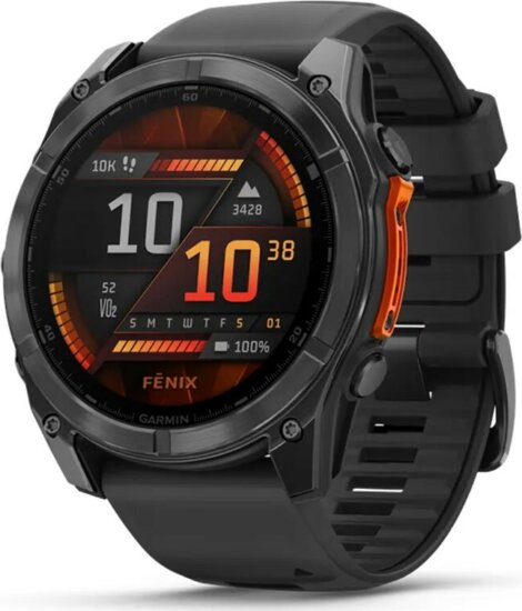 Garmin fenix 8 51mm AMOLED, sötétszürke, fekete szilikon szíjjal (ED)