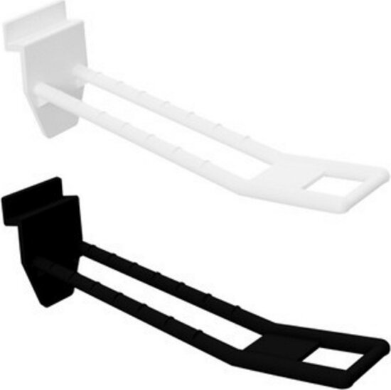 Display Hook - Slatwall Double Prong Black Plastic -190mm