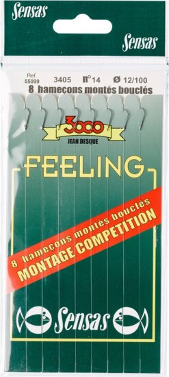 Sensas Előkötött horog Feeling 3405 Black 18cm 18/0,09 8db