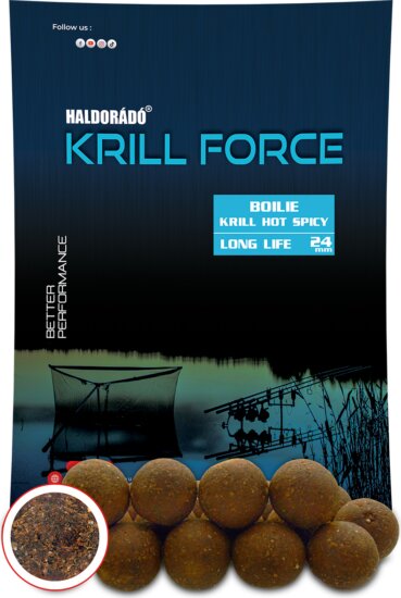 Haldorádó KRILL FORCE Boilie Long Life 24 mm - Krill Hot Spicy