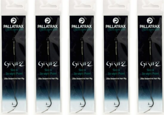 Pallatrax Gripz Straight Point Hair Rigs Size 8 15Lb Steamlink