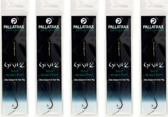Pallatrax Gripz Straight Point Hair Rigs Size 8 12Lb Fluoro