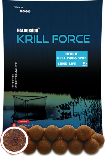 Haldorádó KRILL FORCE Boilie Long Life 16 mm - Krill Indian Spice
