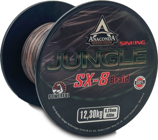 ANACONDA Jungle SX-8 Braid Sinking sűlyedő fonott zsinór / 0,25mm / 600m / 15,20kg