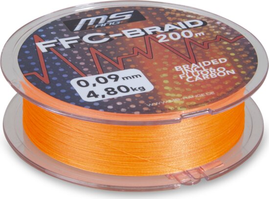MS RANGE FFC-Braid narancssárga fonott zsinór fluorocarbon szállal fonva / 0,11mm / 200m / 5,6kg