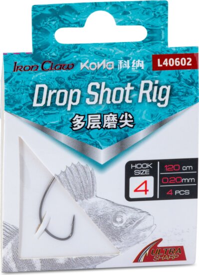 IRON CLAW Kona Drop Shot Rig L40602 horog mérte 1/ 0,22mm / 120cm /4db
