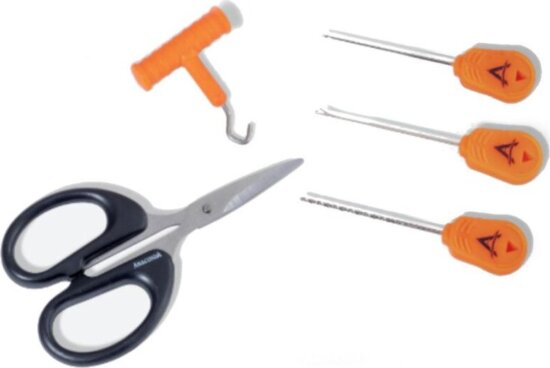 ANACONDA Hi-Vis Orange Rookie Needle bojli fúró/fűzőtű/húzó/olló szett / 5 részes