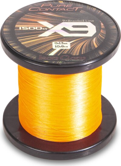 IRON CLAW Pure Contact X9 Orange fonott zsinór / 0,21mm / 1500m / 17,00kg