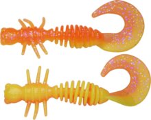 Berkley PowerBait PWRBT PWR Curly 55mm FL Orng/Snsne Ylw gumihal