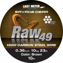 Savage Gear RAW49 STEELWIRE 10M 0.45MM 16KG UNC.BRWN harapásálló fém előke