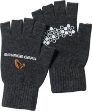 Savage Gear KNITTED HALF FINGER GLOVE L DARK GM kesztyű