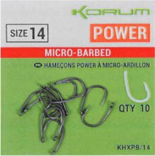 Korum XPERT POWER MICRO BARBED HOOKS - SIZE 10
