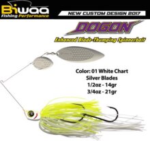 Biwaa Spinnerbait Dogon 3/4Oz 21g 01 White Chart-Silver Blades