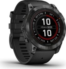 Garmin Fenix 7X Pro Solar, szürke, fekete szilikon szíjjal
