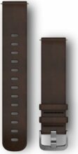 Garmin Óraszíj 20 mm sötétbarna bőr, ezüst csat (Quick Release) Vivomove HR