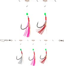 Daiwa GrandWave tőkehalazó szerelék (red/white/pink, 135.0cm, #5/0, 3horog)