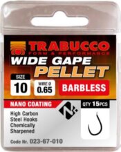 Trabucco Wide Gape Pellet szakáll nélküli horog 14 15 db