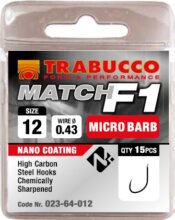 Trabucco F1match mikro szakállas horog 14 15db