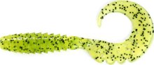 Fishup_Fancy Grub 1" 12Pcs 055 - Chartreuse/Black