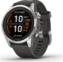 Garmin Fenix 7S Pro Solar, ezüst, grafitszürke szilikon szíjjal (ED)
