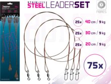 Delphin Szett BOMB! acél előke karabinerrel / 7 szál (75x /20,30,40cm/9kg)