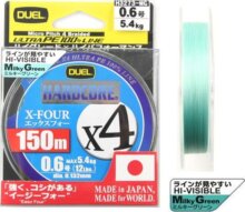 DUEL Hardcore X4 PE 1,2 150m 4 szálas fonott, "Milky Green" szín