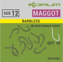 Korum XPERT MAGGOT BARBLESS HOOKS - SIZE 12