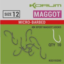 Korum XPERT MAGGOT BARBED HOOKS - SIZE 12