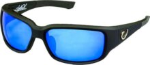 Mustad Hp Polarized Sunglasses - Black Vented Frame, Smoke Lens With Blue Revo