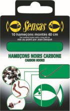 Sensas Előkötött horog Carbon Black 40cm 18/0,10 10db
