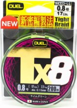 DUEL TX8 0.4 200m 0,15mm/7.7kg/17lbs "Lima Green" színű