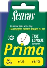 Sensas Előkötött horog Prima Longshank Wire 50cm 18/0,12 10db