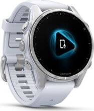Garmin fenix 8 43mm AMOLED, ezüst, fehér szilikon szíjjal (ED)