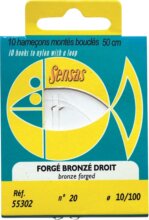 Sensas Előkötött horog Straight Forged Bronze 50cm 16/0,14 10db
