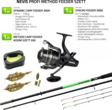 Nevis Profi Method Feeder szett Dynamic Carp Feeder 390H + Syncro Feeder 5000 nyeletőfékes orsó + Method Carp Feeder kosár szett 50g