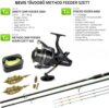 Nevis Távdobó method feeder szett Nevis Vanity Carp Feeder 390H 45-130g + Syncro Feeder 6000 nyeletőfékes orsó + Method Carp feeder kosár szett 60g