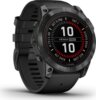 Garmin Fenix 7X Pro Solar, szürke, fekete szilikon szíjjal